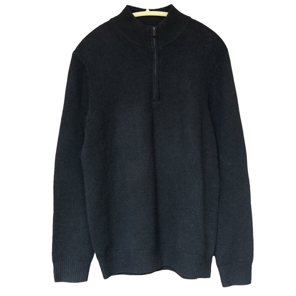 Naadam Cashmere Sweater Mens Quarter Zip Black Wool Minimal Capsule Pull Over